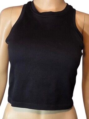 Pro Fit Shirt Top Seamless Built In Bra Tback Tank Top Black Womens Size Large